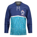Queensland Samoa Custom Hockey Jersey Blue Pacific Polynesian Tribal Pattern - Aussie Hoodie