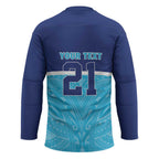 Queensland Samoa Custom Hockey Jersey Blue Pacific Polynesian Tribal Pattern - Aussie Hoodie