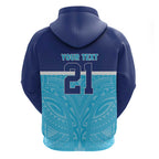 Queensland Samoa Custom Hoodie Blue Pacific Polynesian Tribal Pattern