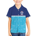 Queensland Samoa Custom Kid Hawaiian Shirt Blue Pacific Polynesian Tribal Pattern