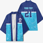 Queensland Samoa Custom Kimono Blue Pacific Polynesian Tribal Pattern - Aussie Hoodie