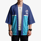 Queensland Samoa Custom Kimono Blue Pacific Polynesian Tribal Pattern - Aussie Hoodie