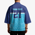 Queensland Samoa Custom Kimono Blue Pacific Polynesian Tribal Pattern - Aussie Hoodie