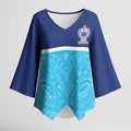 Queensland Samoa Custom Kimono Sleeve Blouse Blue Pacific Polynesian Tribal Pattern - Aussie Hoodie