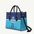 Queensland Samoa Custom Leather Bag Blue Pacific Polynesian Tribal Pattern - Aussie Hoodie