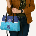 Queensland Samoa Custom Leather Bag Blue Pacific Polynesian Tribal Pattern - Aussie Hoodie