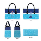 Queensland Samoa Custom Leather Bag Blue Pacific Polynesian Tribal Pattern - Aussie Hoodie