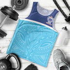 Queensland Samoa Custom Men Tank Top Blue Pacific Polynesian Tribal Pattern