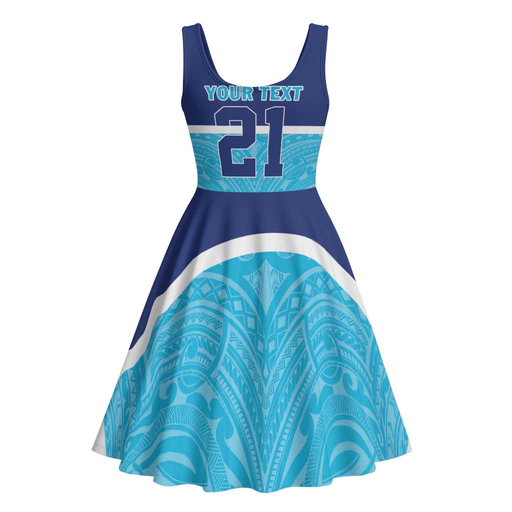 Queensland Samoa Custom Midi Dress Blue Pacific Polynesian Tribal Pattern - Aussie Hoodie