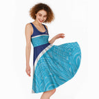Queensland Samoa Custom Midi Dress Blue Pacific Polynesian Tribal Pattern - Aussie Hoodie