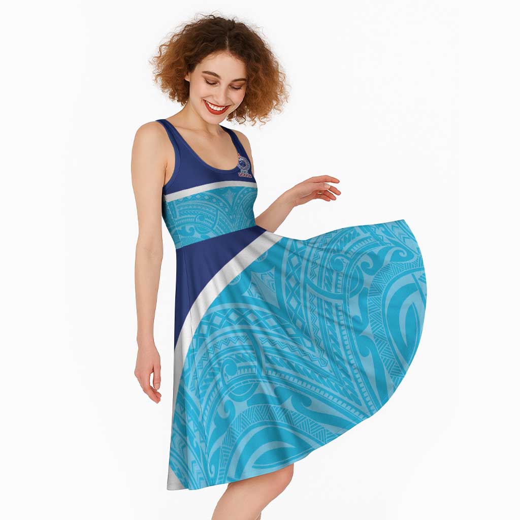 Queensland Samoa Custom Midi Dress Blue Pacific Polynesian Tribal Pattern - Aussie Hoodie