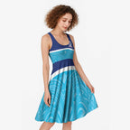 Queensland Samoa Custom Midi Dress Blue Pacific Polynesian Tribal Pattern - Aussie Hoodie