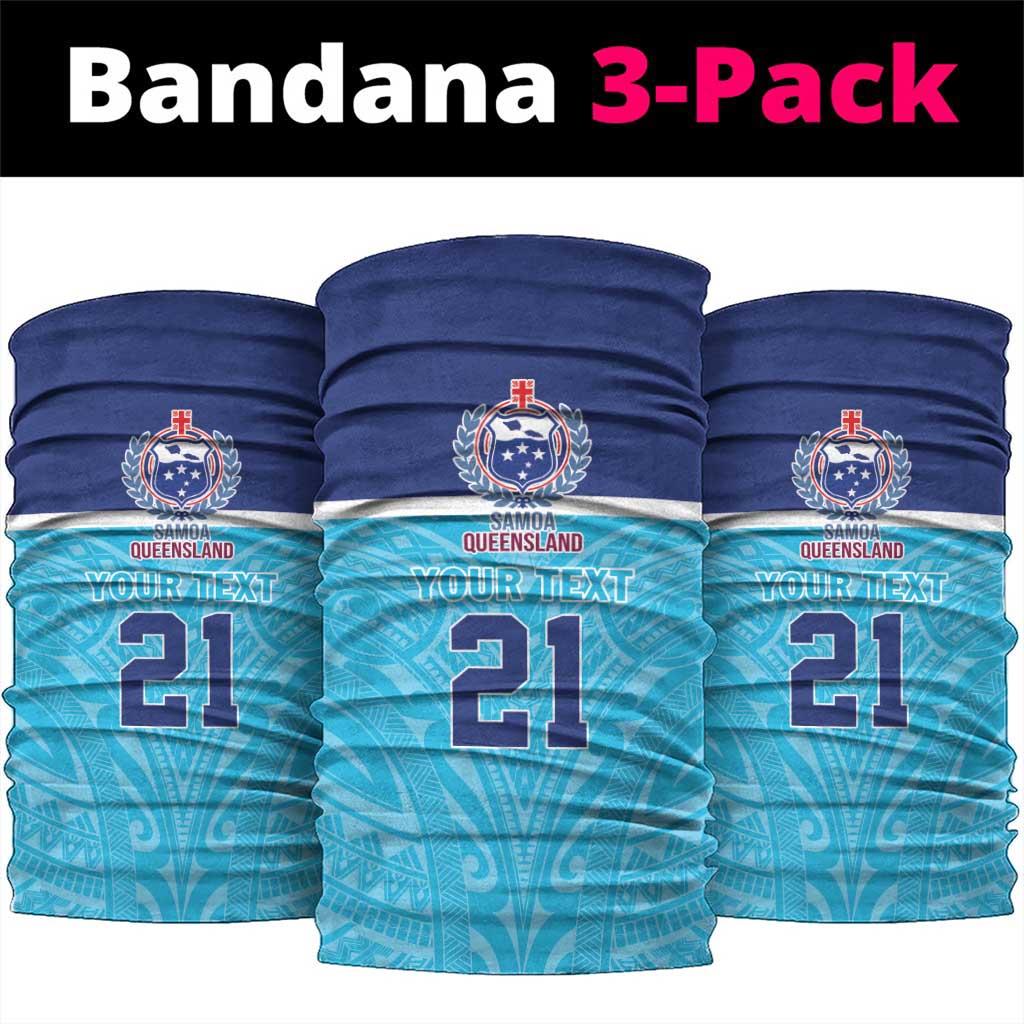 Queensland Samoa Custom Neck Gaiter Blue Pacific Polynesian Tribal Pattern - Aussie Hoodie