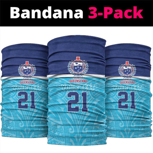 Queensland Samoa Custom Neck Gaiter Blue Pacific Polynesian Tribal Pattern - Aussie Hoodie