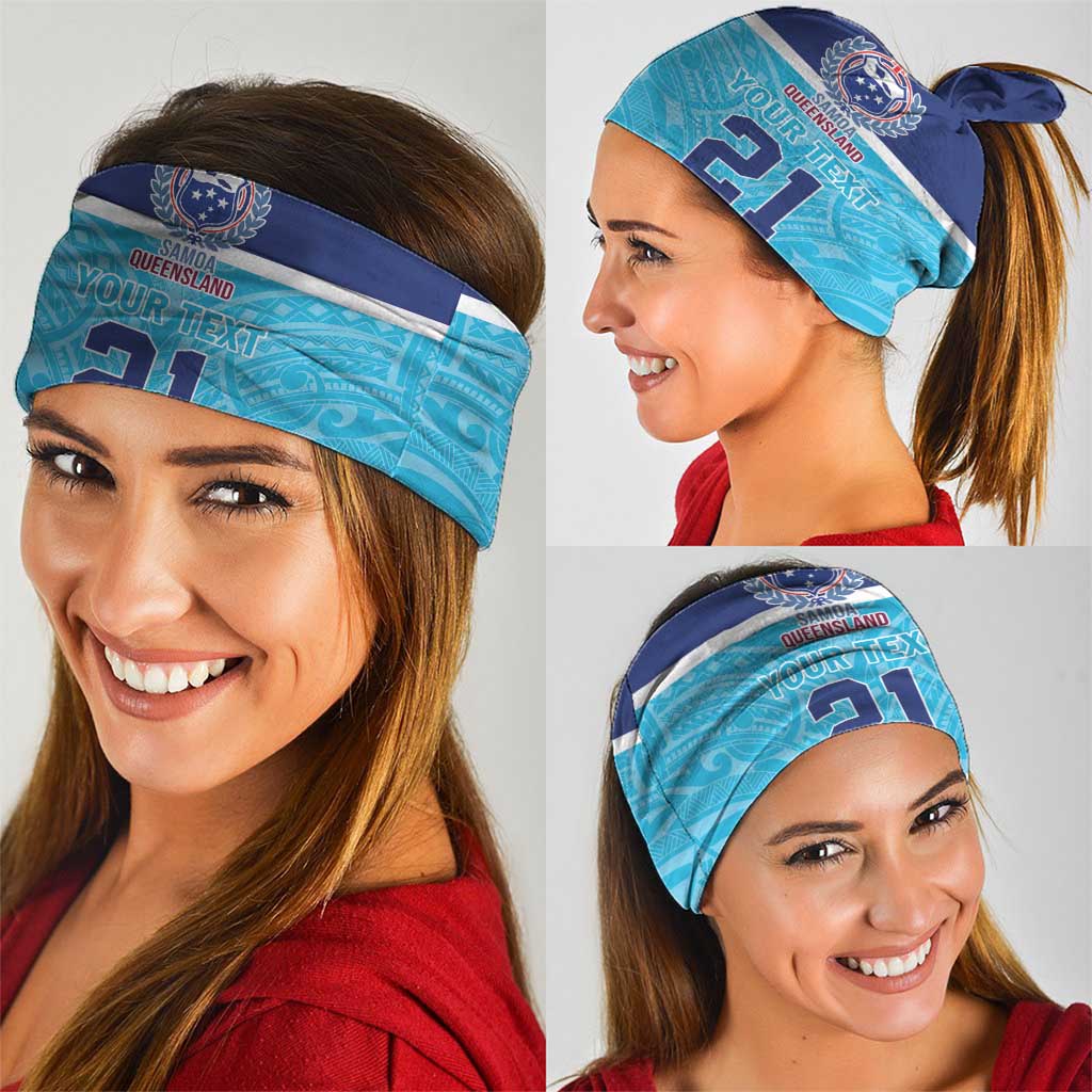 Queensland Samoa Custom Neck Gaiter Blue Pacific Polynesian Tribal Pattern - Aussie Hoodie