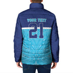 Queensland Samoa Custom Padded Jacket Blue Pacific Polynesian Tribal Pattern - Aussie Hoodie