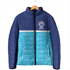 Queensland Samoa Custom Padded Jacket Blue Pacific Polynesian Tribal Pattern - Aussie Hoodie