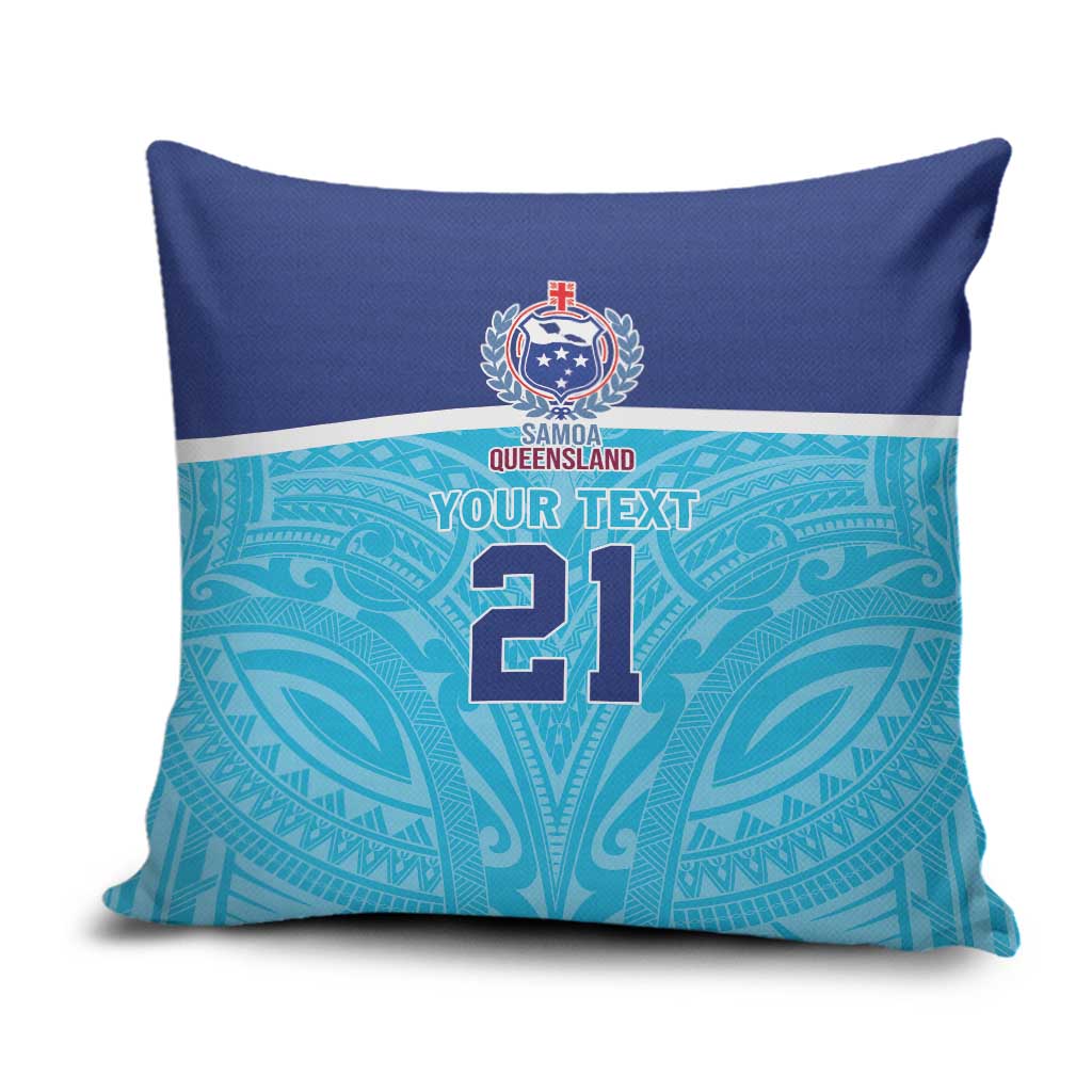 Queensland Samoa Custom Pillow Cover Blue Pacific Polynesian Tribal Pattern - Aussie Hoodie