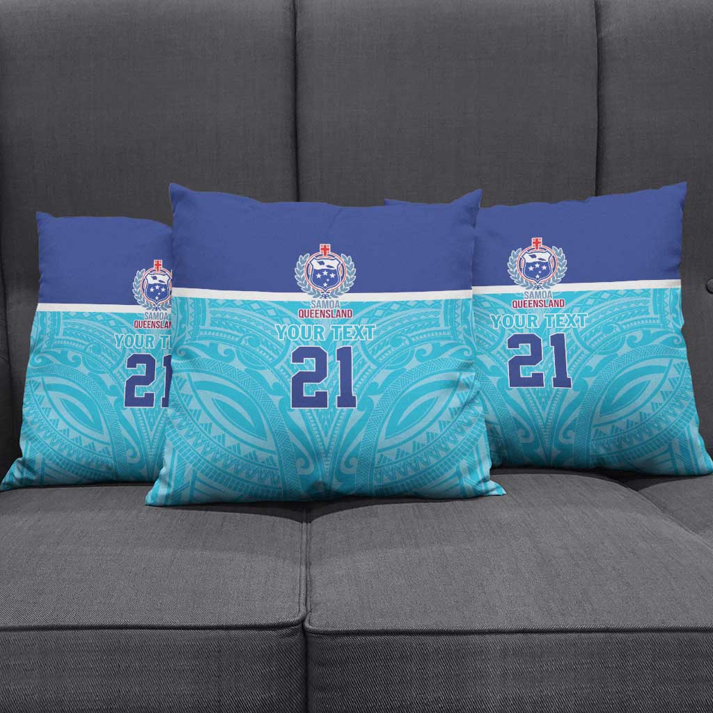 Queensland Samoa Custom Pillow Cover Blue Pacific Polynesian Tribal Pattern - Aussie Hoodie