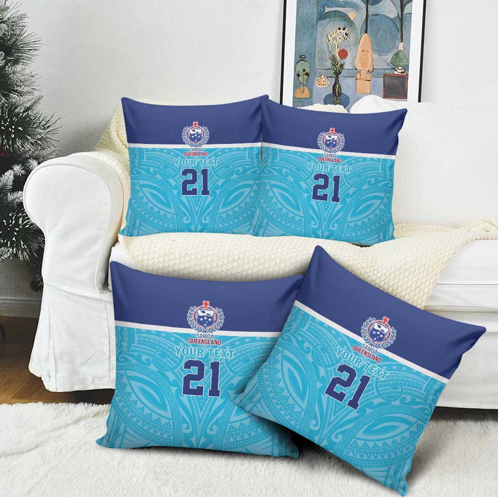 Queensland Samoa Custom Pillow Cover Blue Pacific Polynesian Tribal Pattern - Aussie Hoodie