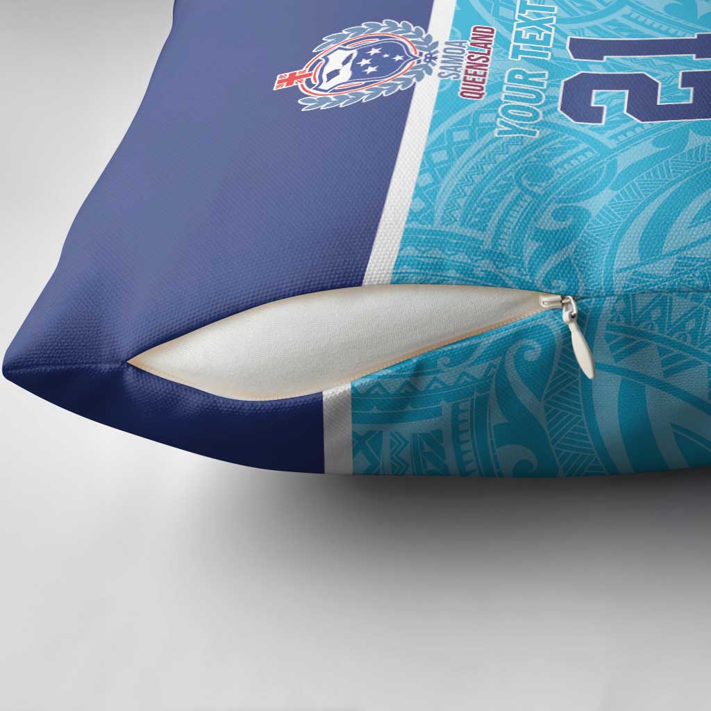 Queensland Samoa Custom Pillow Cover Blue Pacific Polynesian Tribal Pattern - Aussie Hoodie