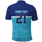 Queensland Samoa Custom Polo Shirt Blue Pacific Polynesian Tribal Pattern