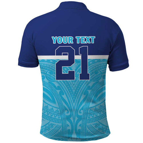 Queensland Samoa Custom Polo Shirt Blue Pacific Polynesian Tribal Pattern