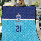 Queensland Samoa Custom Quilt Blue Pacific Polynesian Tribal Pattern