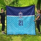 Queensland Samoa Custom Quilt Blue Pacific Polynesian Tribal Pattern