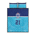 Queensland Samoa Custom Quilt Bed Set Blue Pacific Polynesian Tribal Pattern