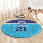 Queensland Samoa Custom Round Carpet Blue Pacific Polynesian Tribal Pattern