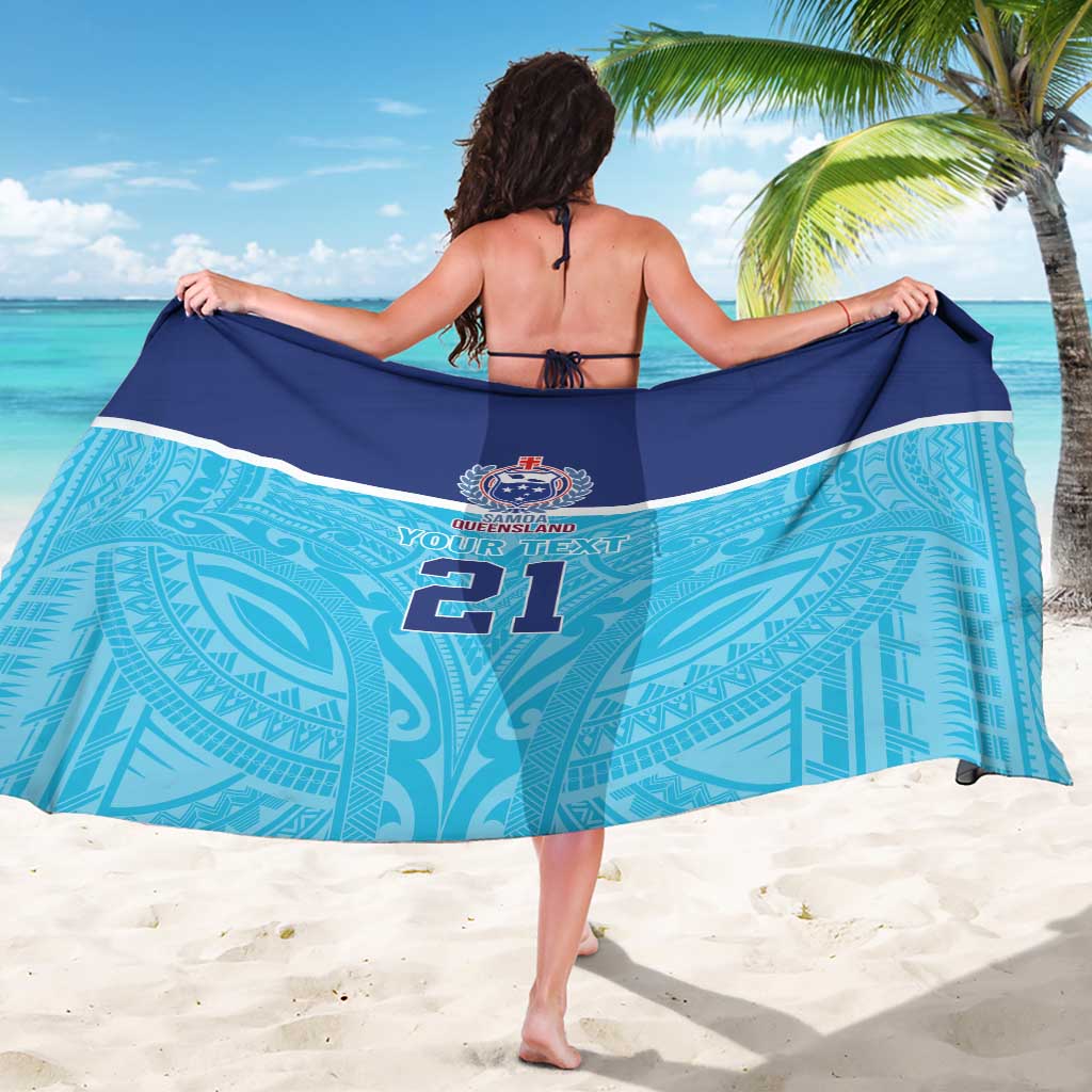Queensland Samoa Custom Sarong Blue Pacific Polynesian Tribal Pattern