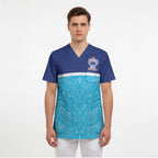 Queensland Samoa Custom Scrub Top Blue Pacific Polynesian Tribal Pattern - Aussie Hoodie