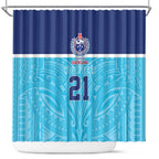 Queensland Samoa Custom Shower Curtain Blue Pacific Polynesian Tribal Pattern