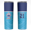 Queensland Samoa Custom Skinny Tumbler Blue Pacific Polynesian Tribal Pattern