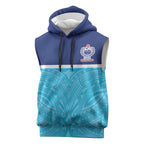Queensland Samoa Custom Sleeveless Hoodie Blue Pacific Polynesian Tribal Pattern - Aussie Hoodie