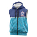 Queensland Samoa Custom Sleeveless Zip Hoodie Blue Pacific Polynesian Tribal Pattern LT9