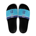 Queensland Samoa Custom Slide Sandals Blue Pacific Polynesian Tribal Pattern - Aussie Hoodie