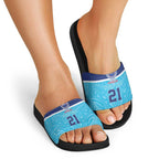 Queensland Samoa Custom Slide Sandals Blue Pacific Polynesian Tribal Pattern - Aussie Hoodie