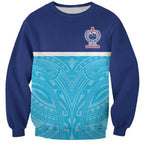 Queensland Samoa Custom Sweatshirt Blue Pacific Polynesian Tribal Pattern