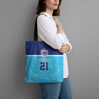 Queensland Samoa Custom Tote Bag Blue Pacific Polynesian Tribal Pattern - Aussie Hoodie