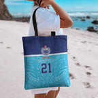 Queensland Samoa Custom Tote Bag Blue Pacific Polynesian Tribal Pattern - Aussie Hoodie