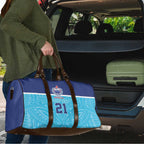 Queensland Samoa Custom Travel Bag Blue Pacific Polynesian Tribal Pattern - Aussie Hoodie