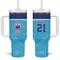 Queensland Samoa Custom Tumbler With Handle Blue Pacific Polynesian Tribal Pattern
