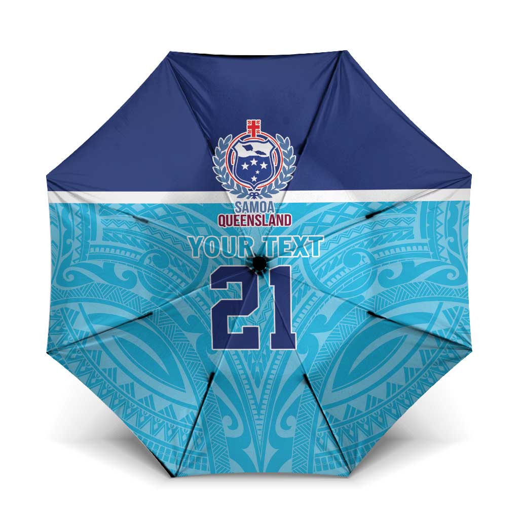 Queensland Samoa Custom Umbrella Blue Pacific Polynesian Tribal Pattern - Aussie Hoodie