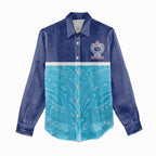 Queensland Samoa Custom Women Casual Shirt Blue Pacific Polynesian Tribal Pattern