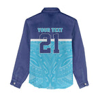 Queensland Samoa Custom Women Casual Shirt Blue Pacific Polynesian Tribal Pattern