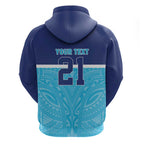 Queensland Samoa Custom Zip Hoodie Blue Pacific Polynesian Tribal Pattern