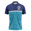 Queensland Samoa Custom Zipper Polo Shirt Blue Pacific Polynesian Tribal Pattern - Aussie Hoodie