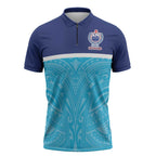Queensland Samoa Custom Zipper Polo Shirt Blue Pacific Polynesian Tribal Pattern - Aussie Hoodie